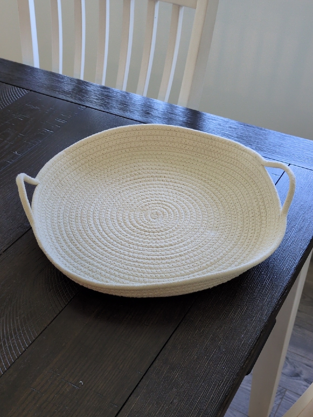 Handwoven Round Rope Tray - Cream